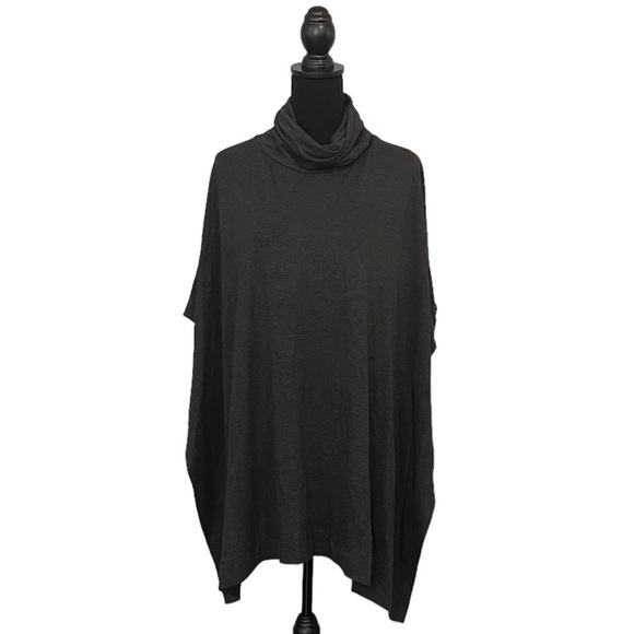 Workshop Republic Clothing Sweaters - Workshop Republic Clothing Poncho Charcoal Heather High Loose Neck Soft …